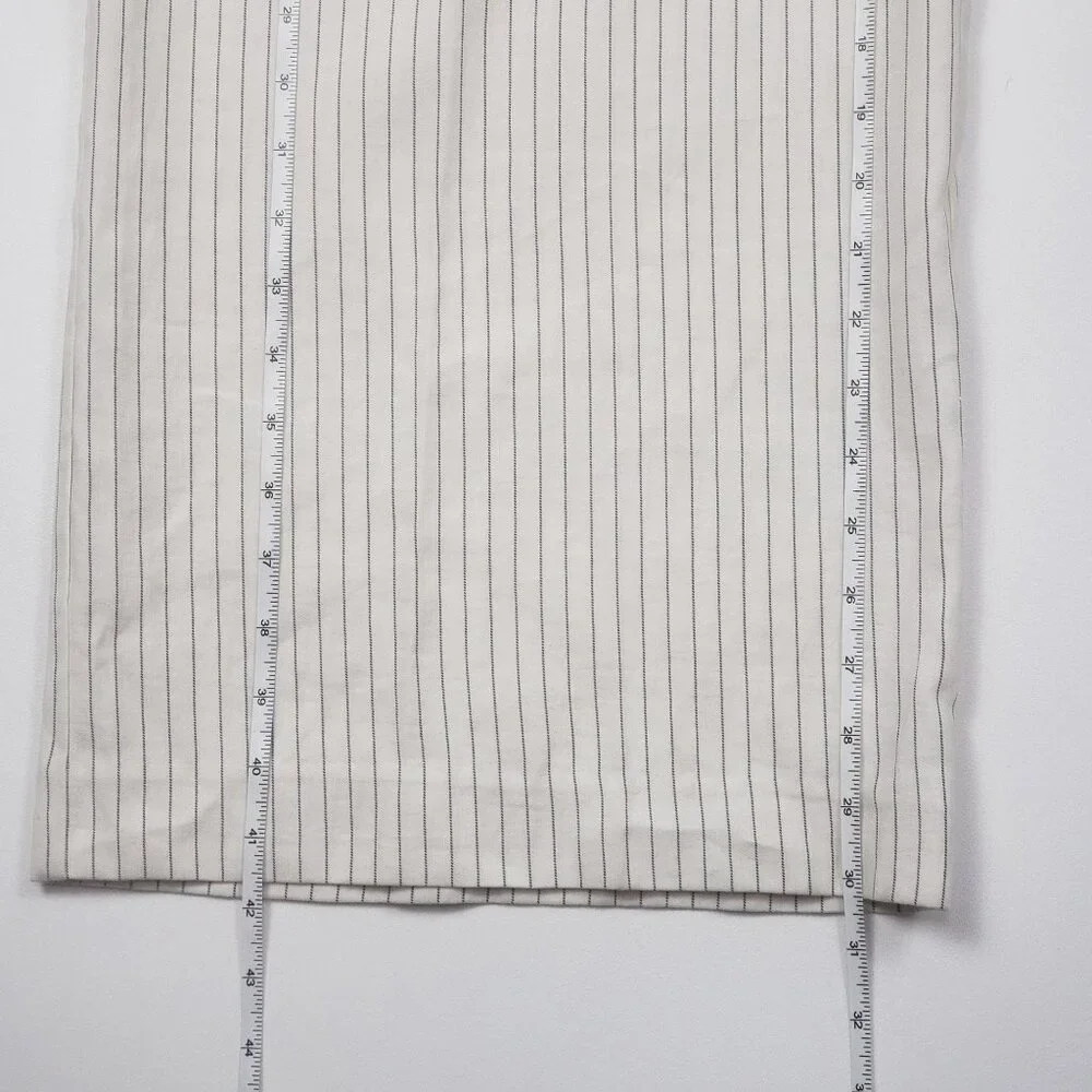 Madewell Superwide-Leg Trouser in Pinstripe Linen Blend Womens 4 Ivory Black - Picture 8 of 16